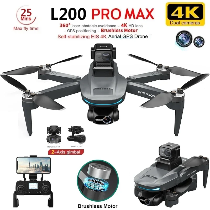 L200 PRO MAX Drone 4K 2-Axis P - Rc Helicopter Case reseña y precio