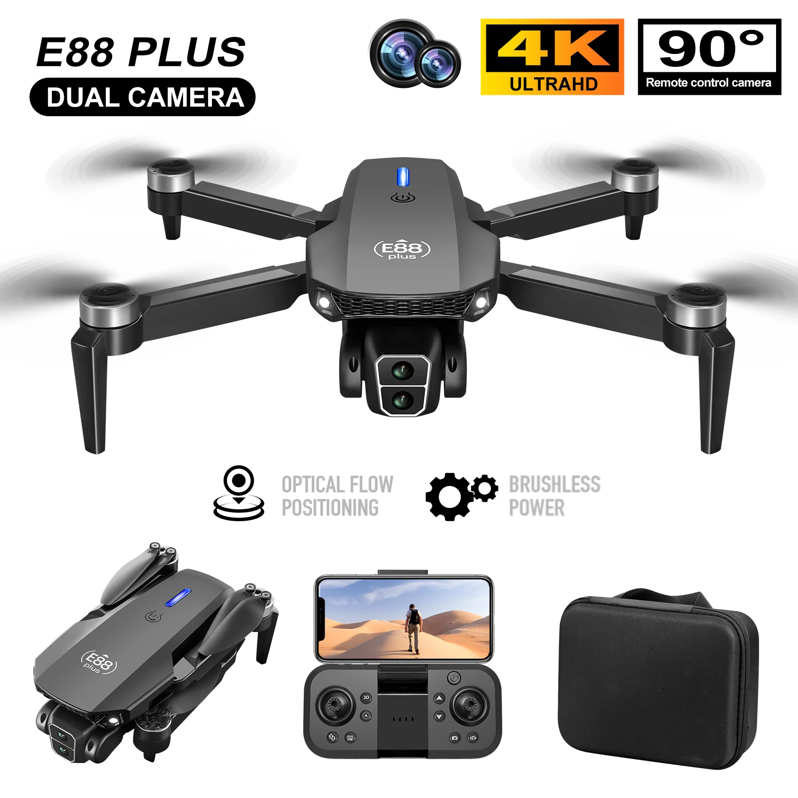 New E88 Plus Quadcopter Drone: - Rc Helicopter Case reseña y precio