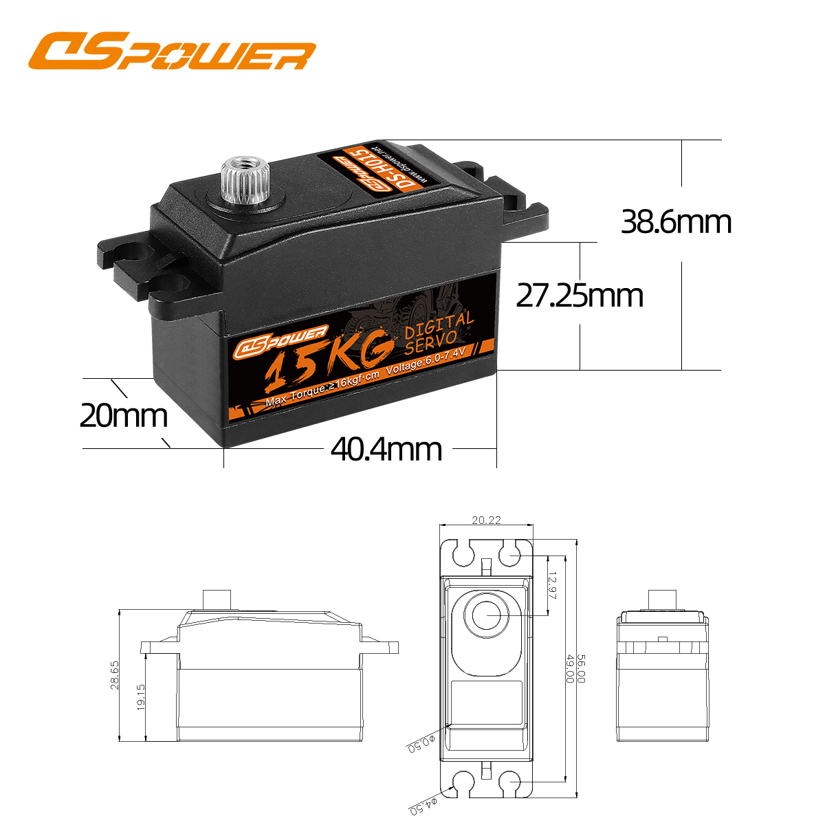 DSpower 15KG High Troque Metal - Rc Helicopter Servo reseña y precio