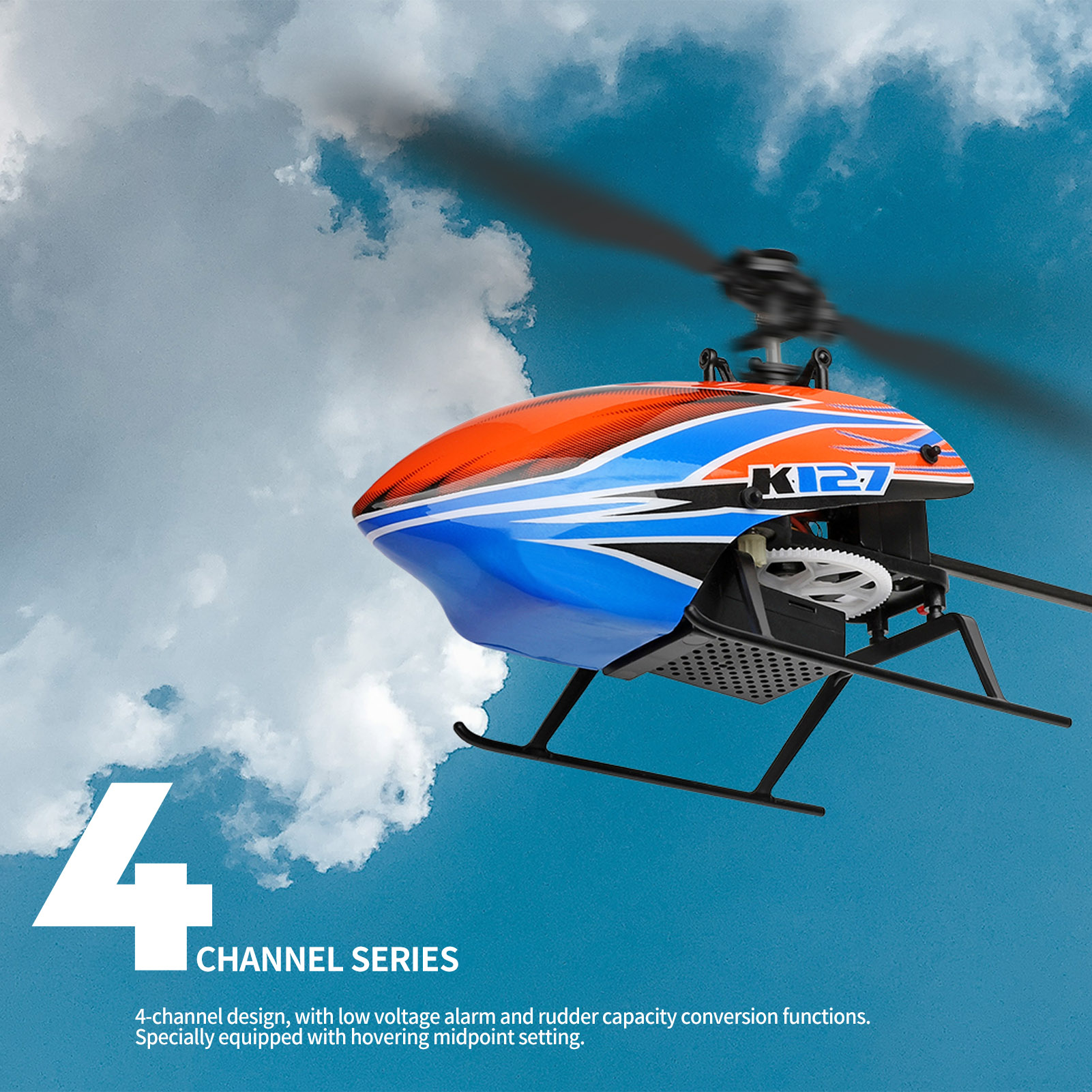 WLtoys XK K127 4CH 6-axis Gyro - Rc Helicopter Single Rotor reseña y precio